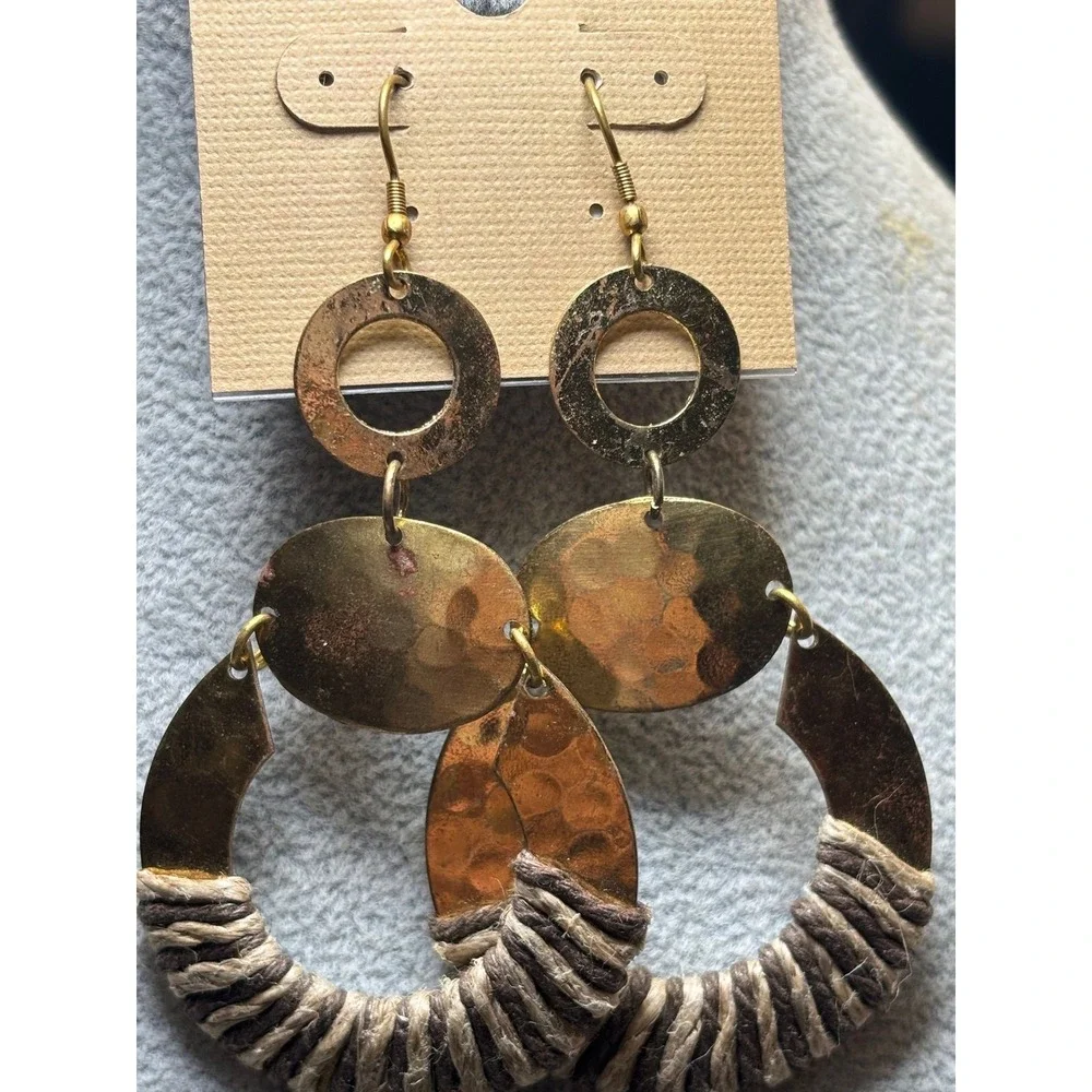 #55. Dangle Hannered Wrapped Earrings